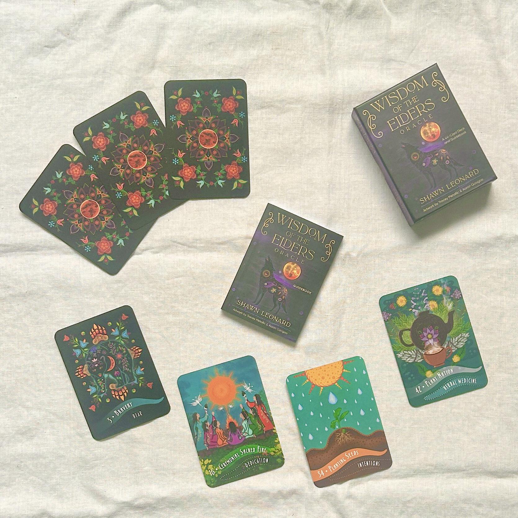 Wisdom of the Elders Oracle. A 44-card oracle deck focusing on the teachings, traditions, and wisdom of the Mi’kmaq people, meant to help the reader create a deeper connection with the spirit world and Mother Earth.