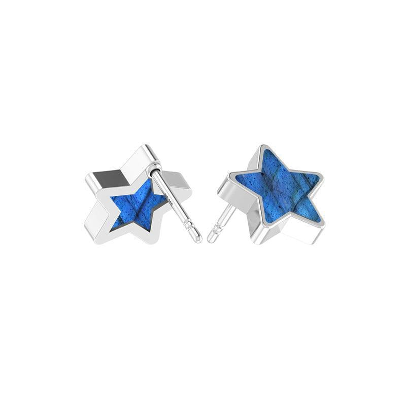 Labradorite Star Sterling Silver Stud Earrings