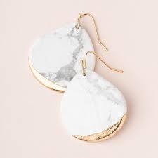 Howlite Gold Dipped Teardrop Earring