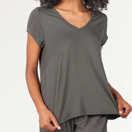 Bamboo Classic V-Neck Tee Shirt Earl Grey