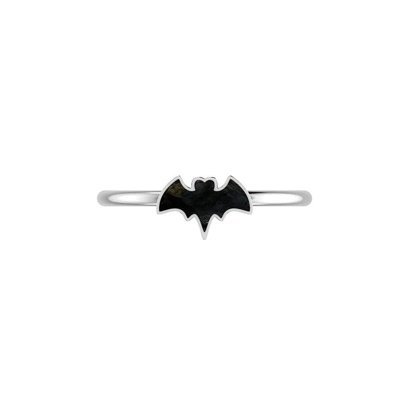 Black Tourmaline Bat Rough Crystal Stackable Ring