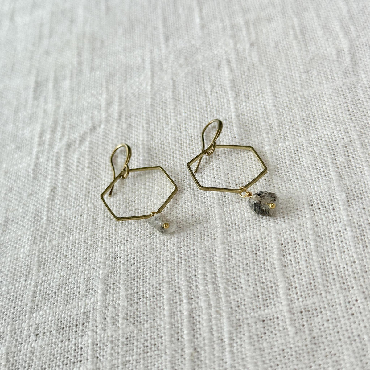 Herkimer Hexagon Earrings