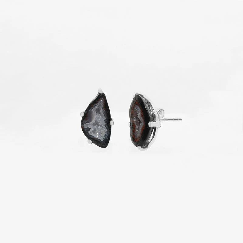 Agate Geode Sterling Silver Stud Earrings