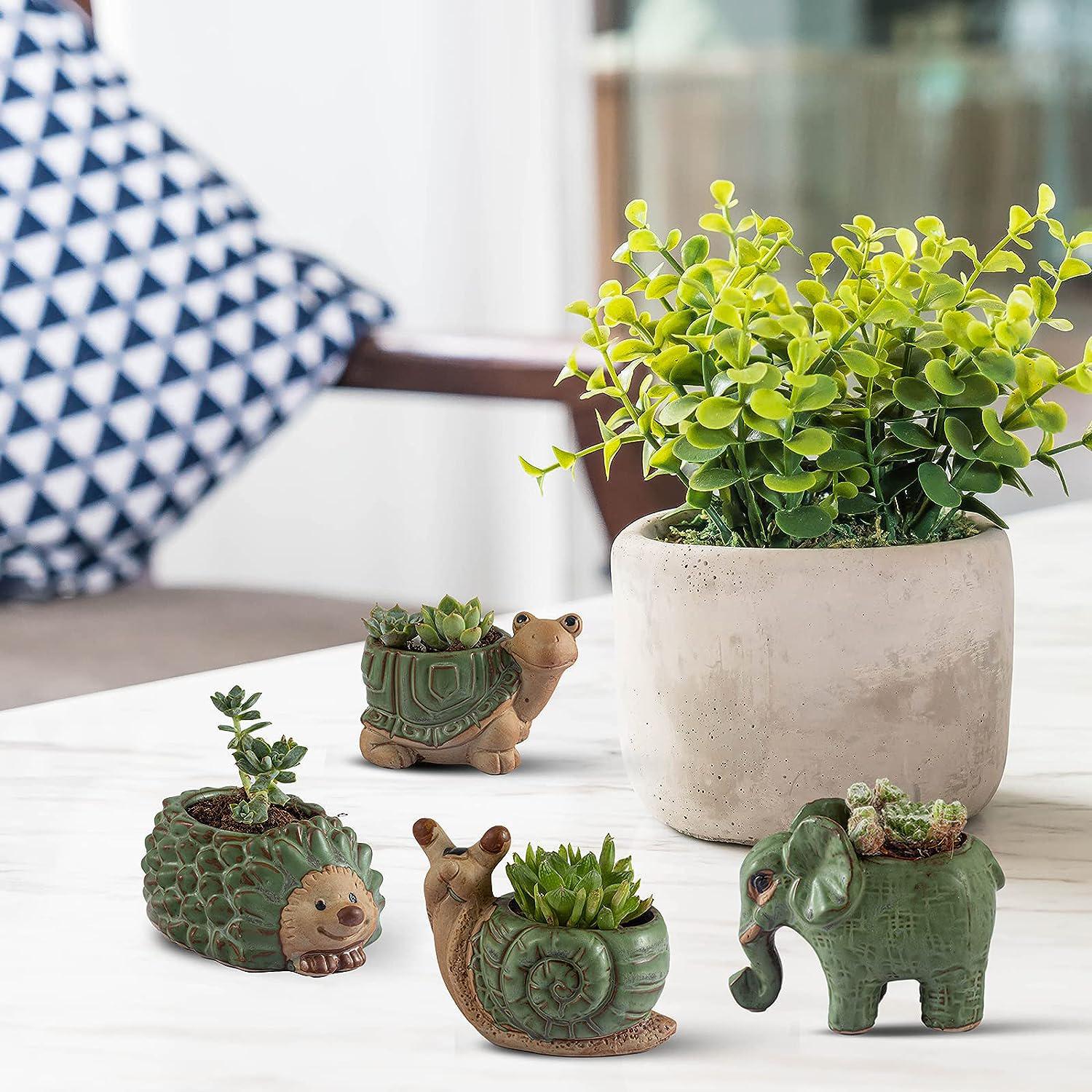 3" Animal Green Ceramic Planter