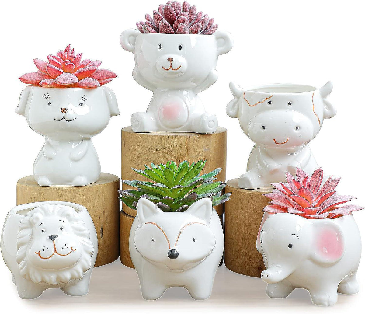 3"Animal Planter White Ceramic