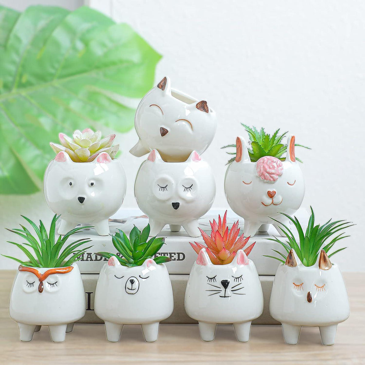 3"Animal Planter White Ceramic