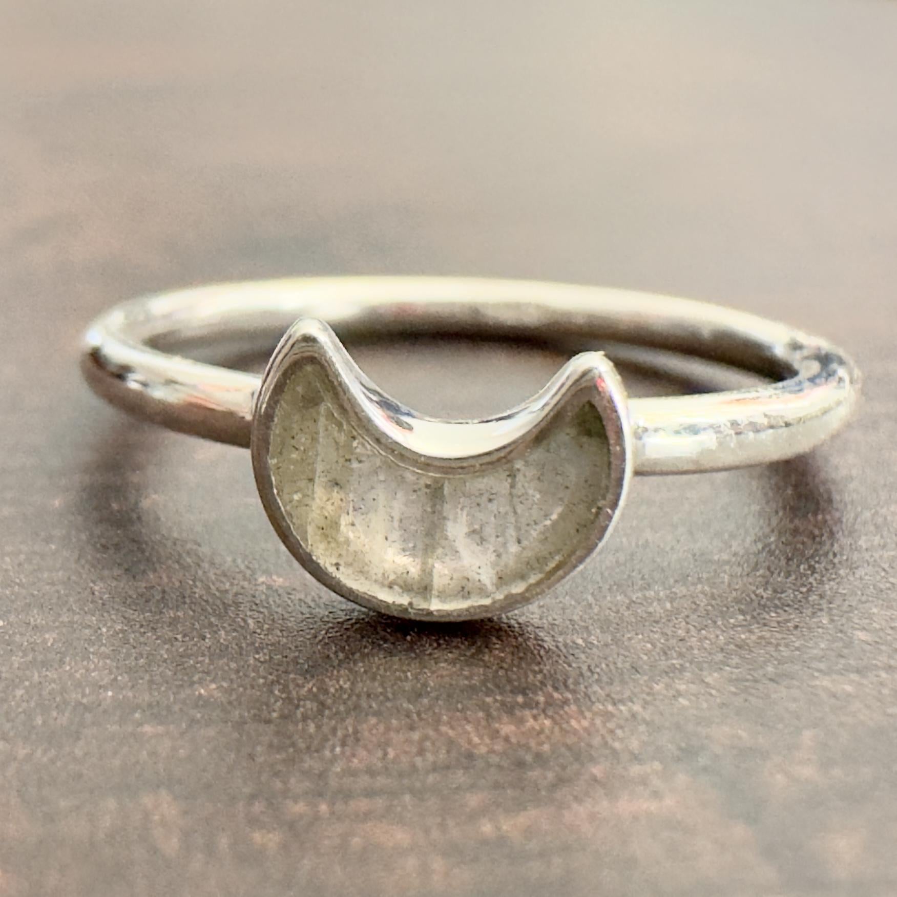 Labradorite Moon Stackable Ring