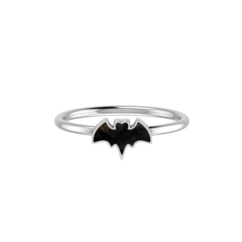 Black Tourmaline Bat Rough Crystal Stackable Ring