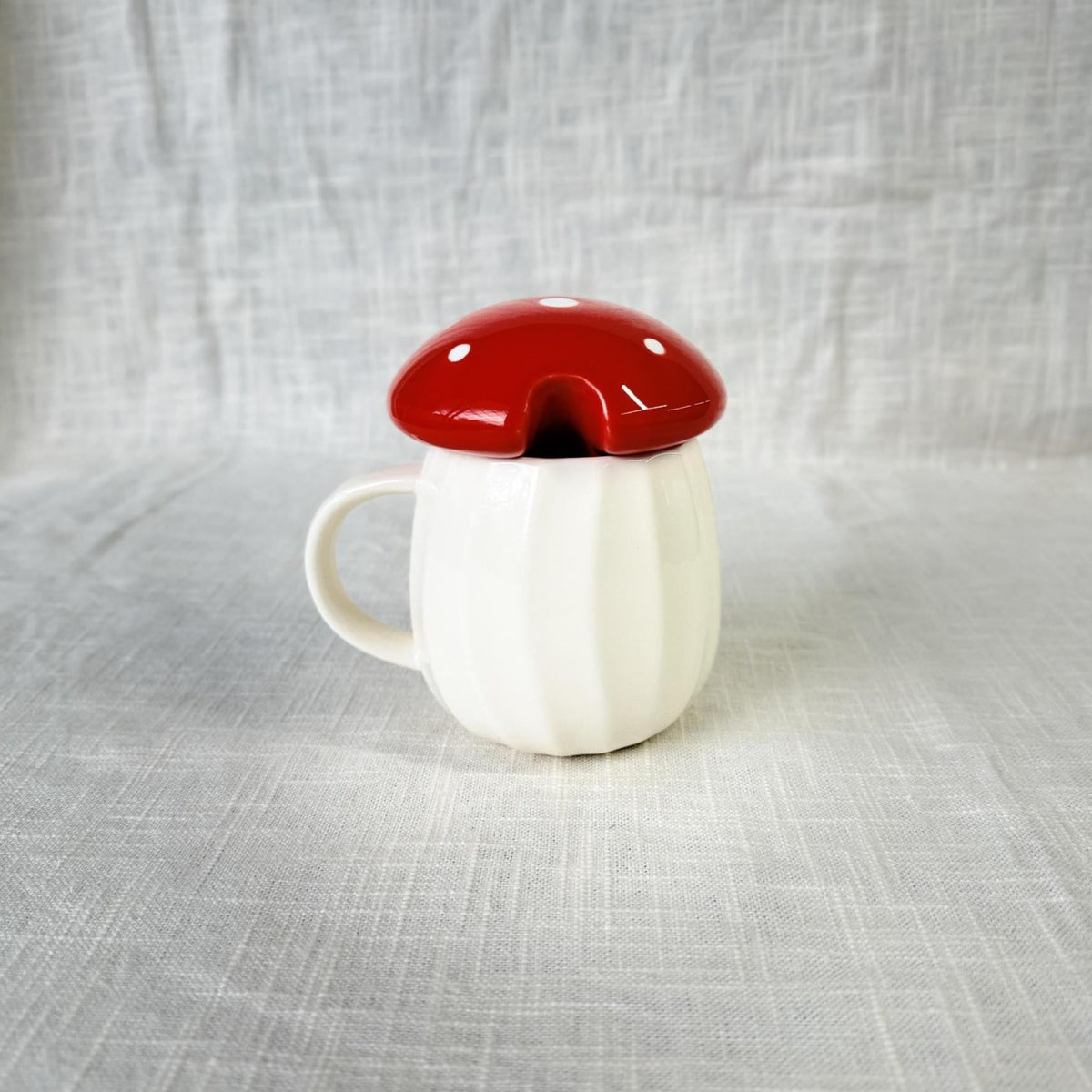 Mushroom Mug with Red Lid