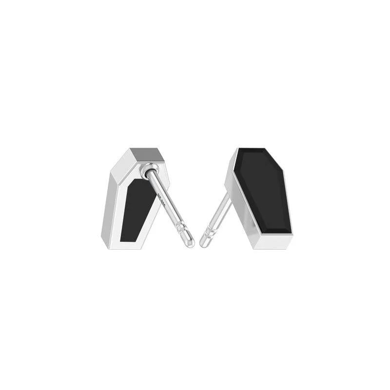 Garnet Coffin Sterling Silver Stud Earring