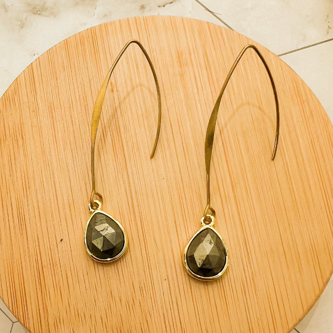 Pyrite Droplet Earring