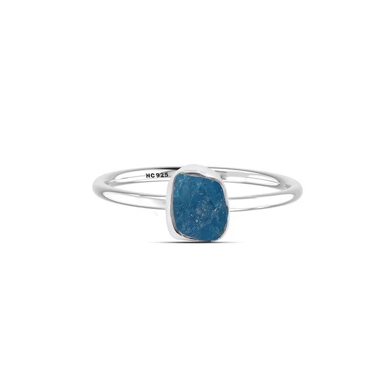 Blue Apatite Stackable Rough Crystal Ring