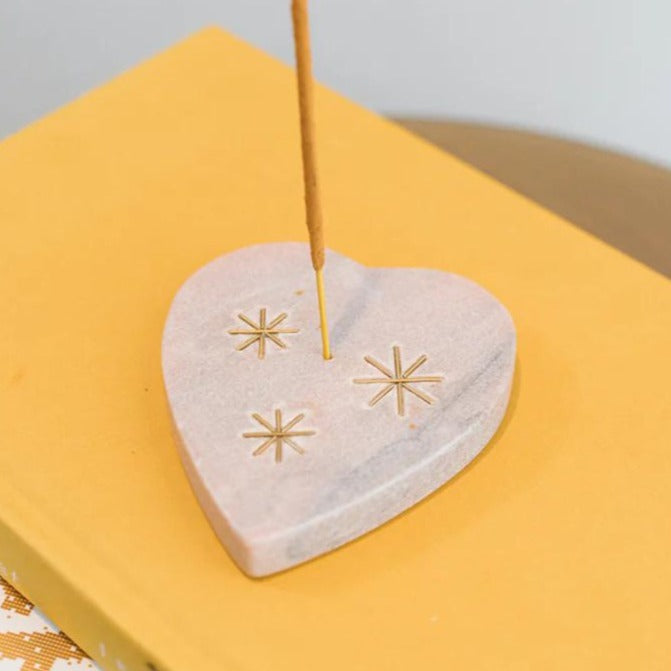 Pink Heart Marble Incense Holder