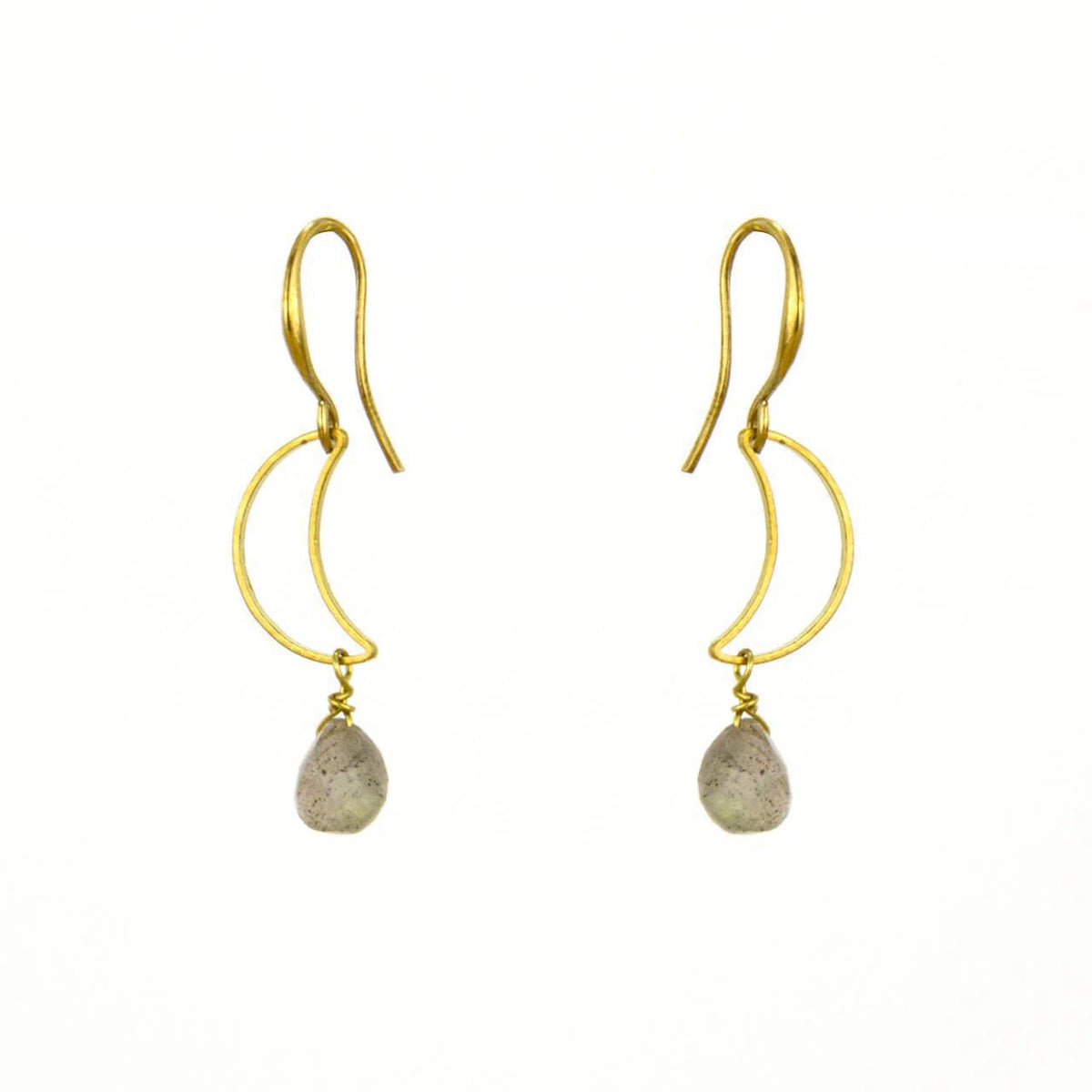 Pyrite Moon Earring