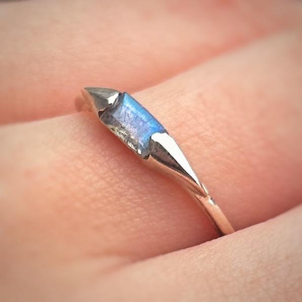 Labradorite Baguette Stackable Crystal Ring