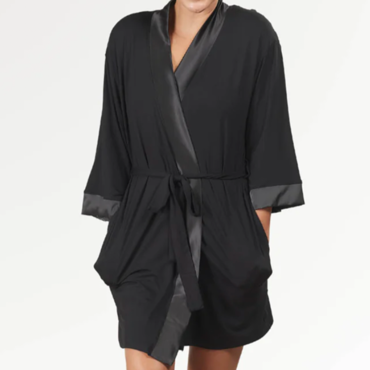 Bamboo Kimono Robe - Black