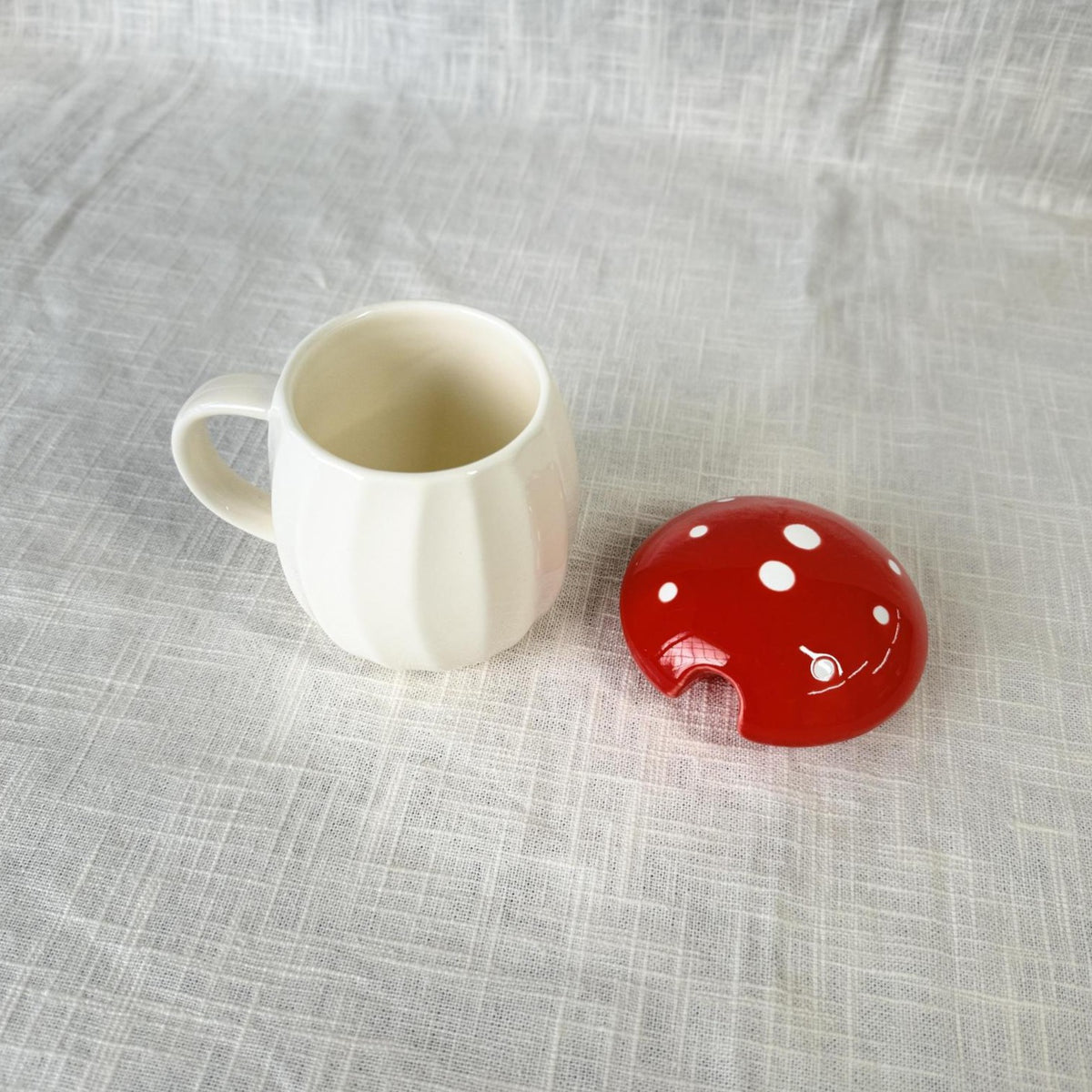 Mushroom Mug with Red Lid