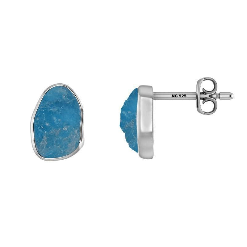 Apatite Sterling Silver Bezel Set Crystal Stud Earrings