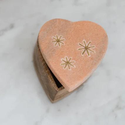 Pink Marble Heart Box