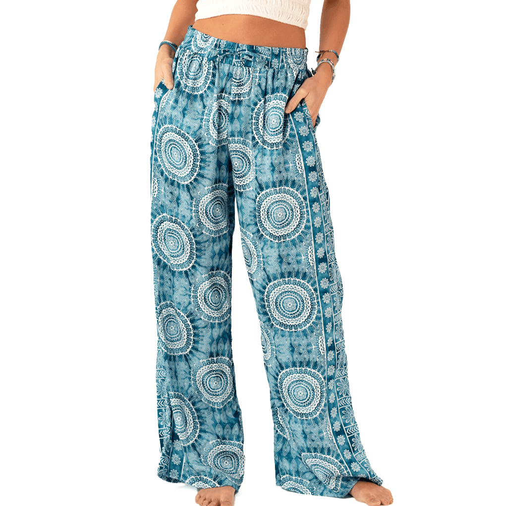 Wide Leg Drawstring Pants - Palmetto