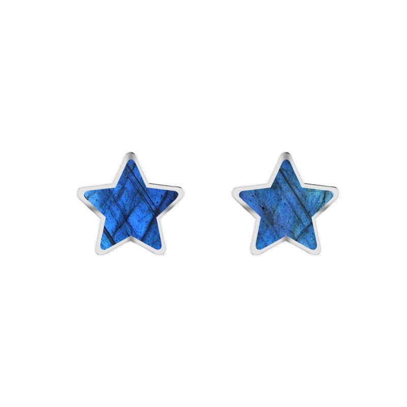 Labradorite Star Sterling Silver Stud Earrings