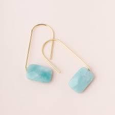 Amazonite Floating Stone Gold Earring