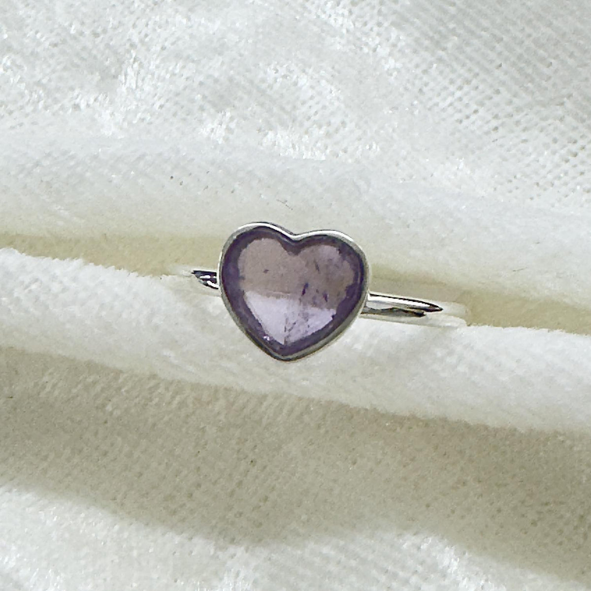 Amethyst Heart Stackable Ring