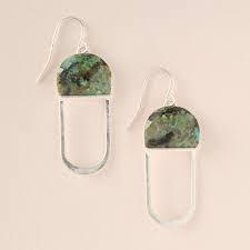 African Turquoise & Silver Stone Chandelier Earring