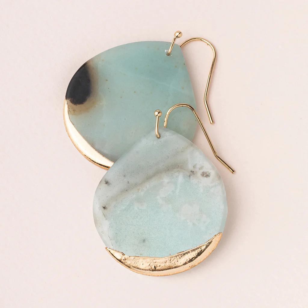 Amazonite Gold Dipped Teardrop Earring