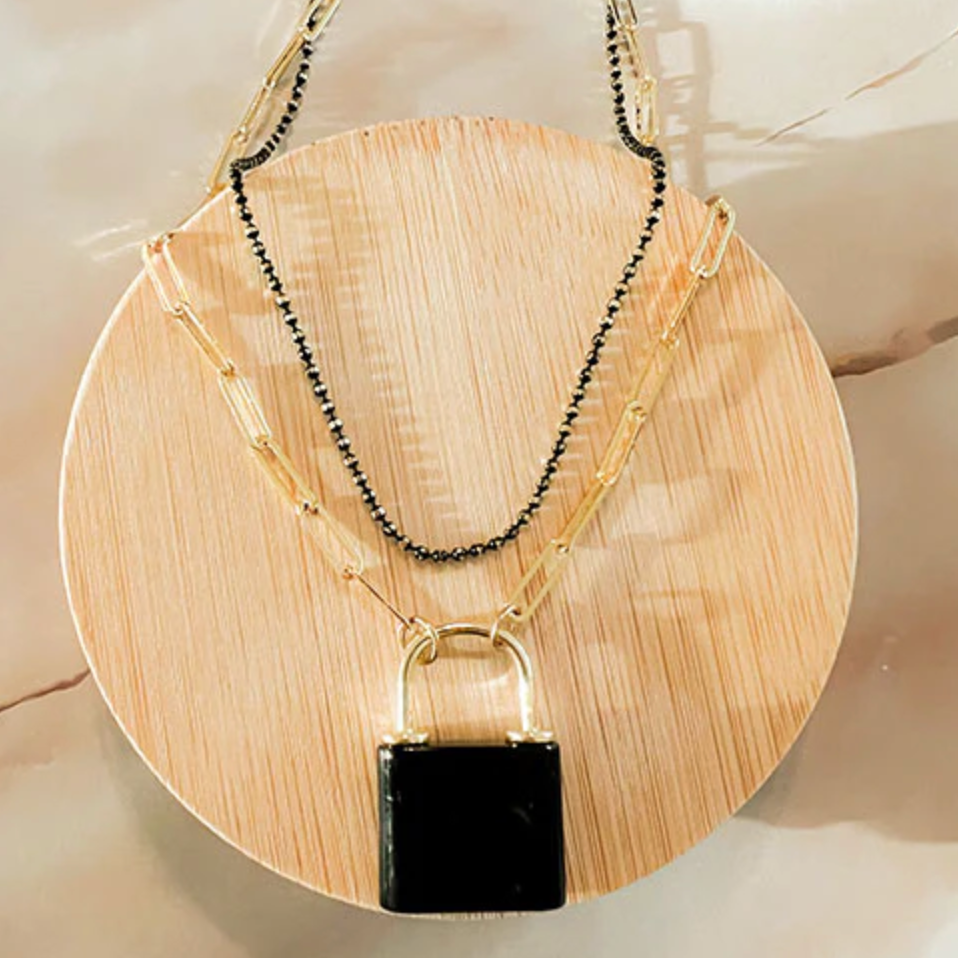 Onyx Lock Necklace