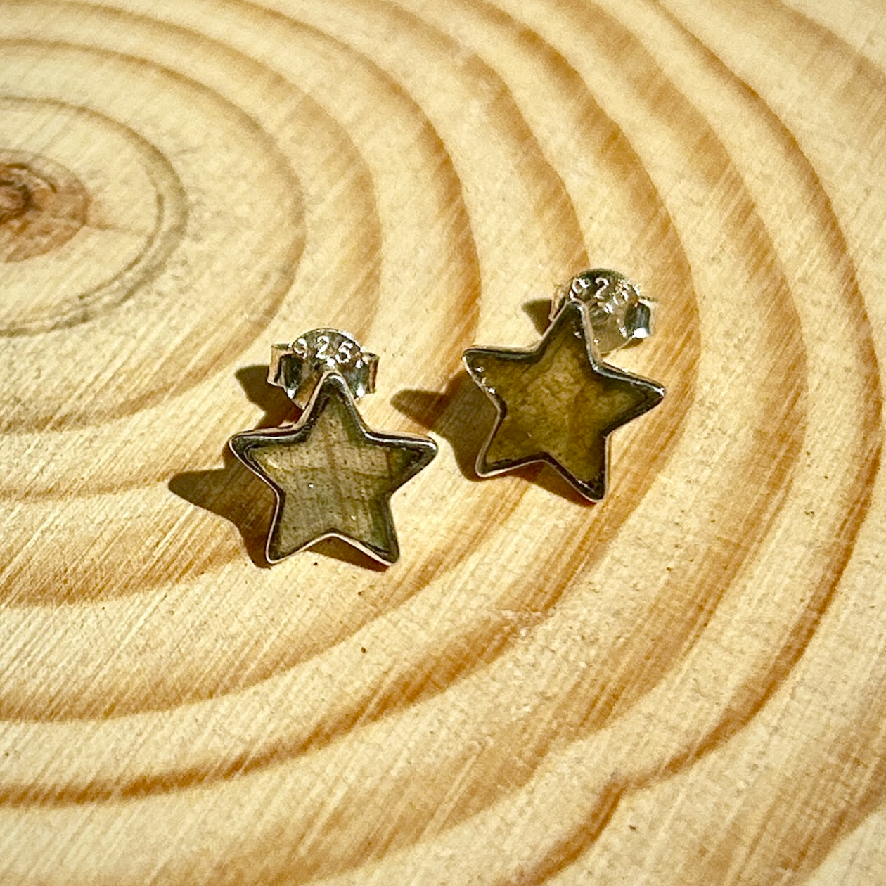 Labradorite Star Sterling Silver Stud Earrings