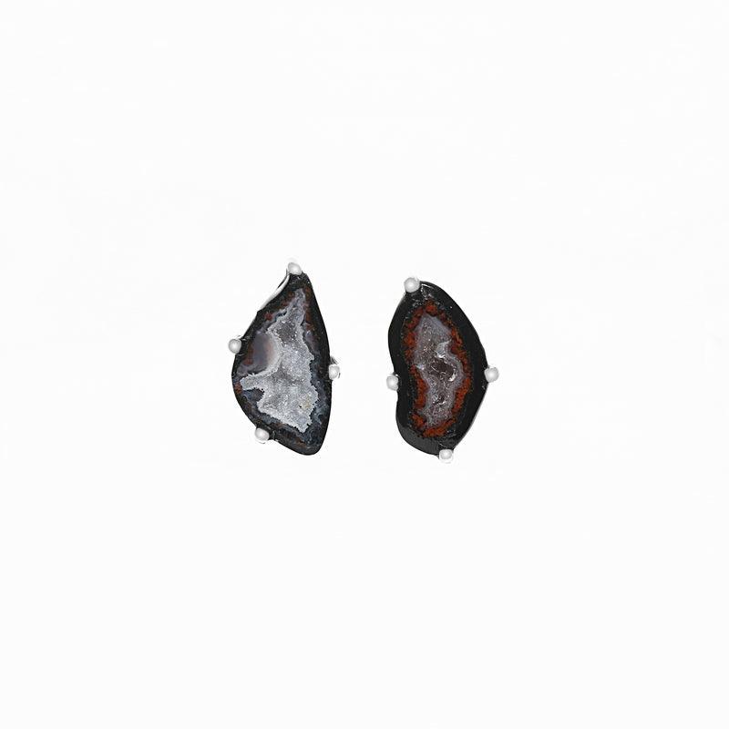 Agate Geode Sterling Silver Stud Earrings