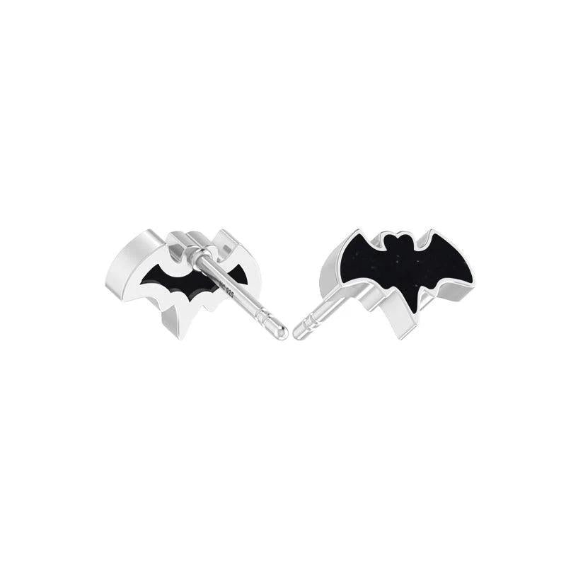 Black Tourmaline Bat Sterling Silver Stud Earring