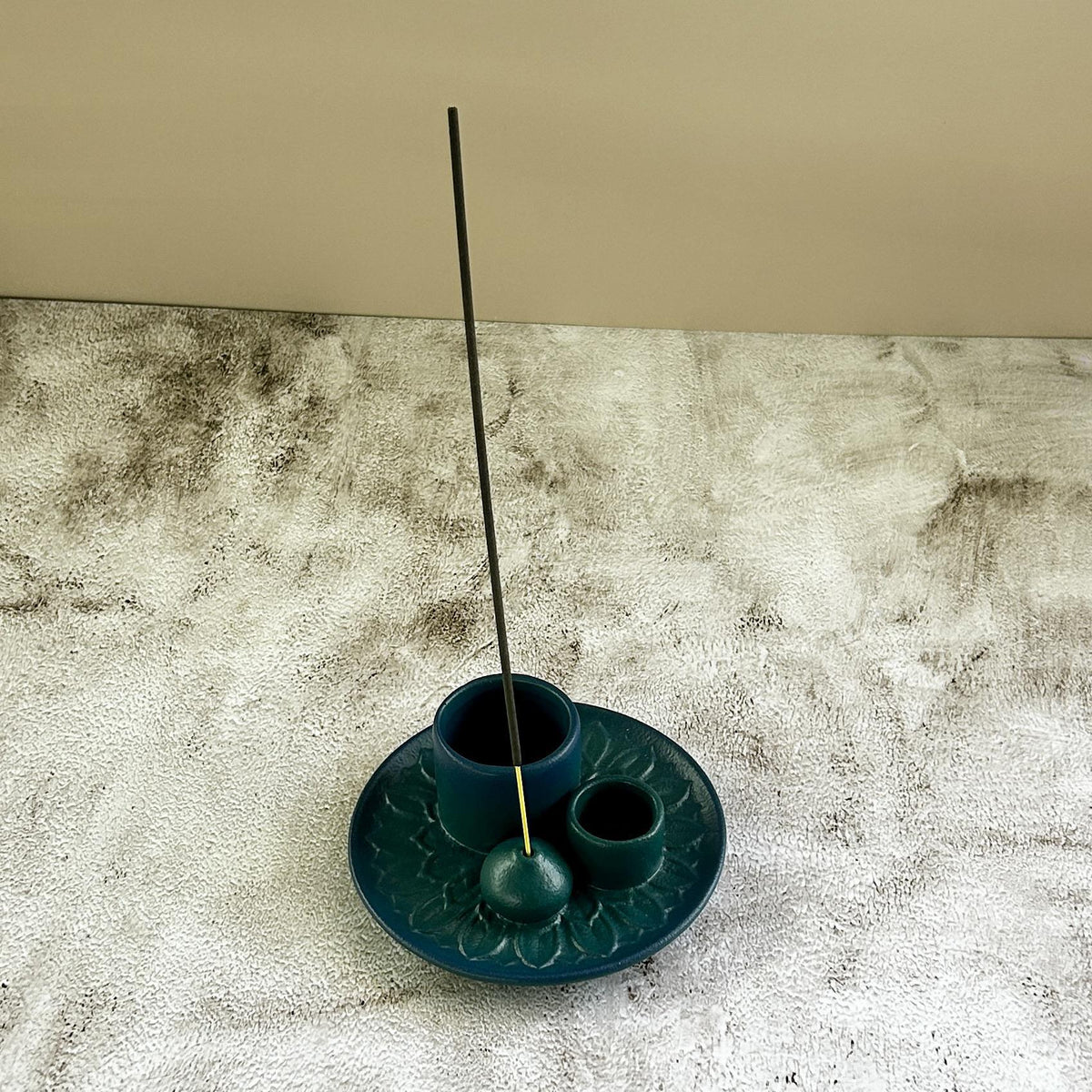 Blue and Green Flower Incense Burner Dish