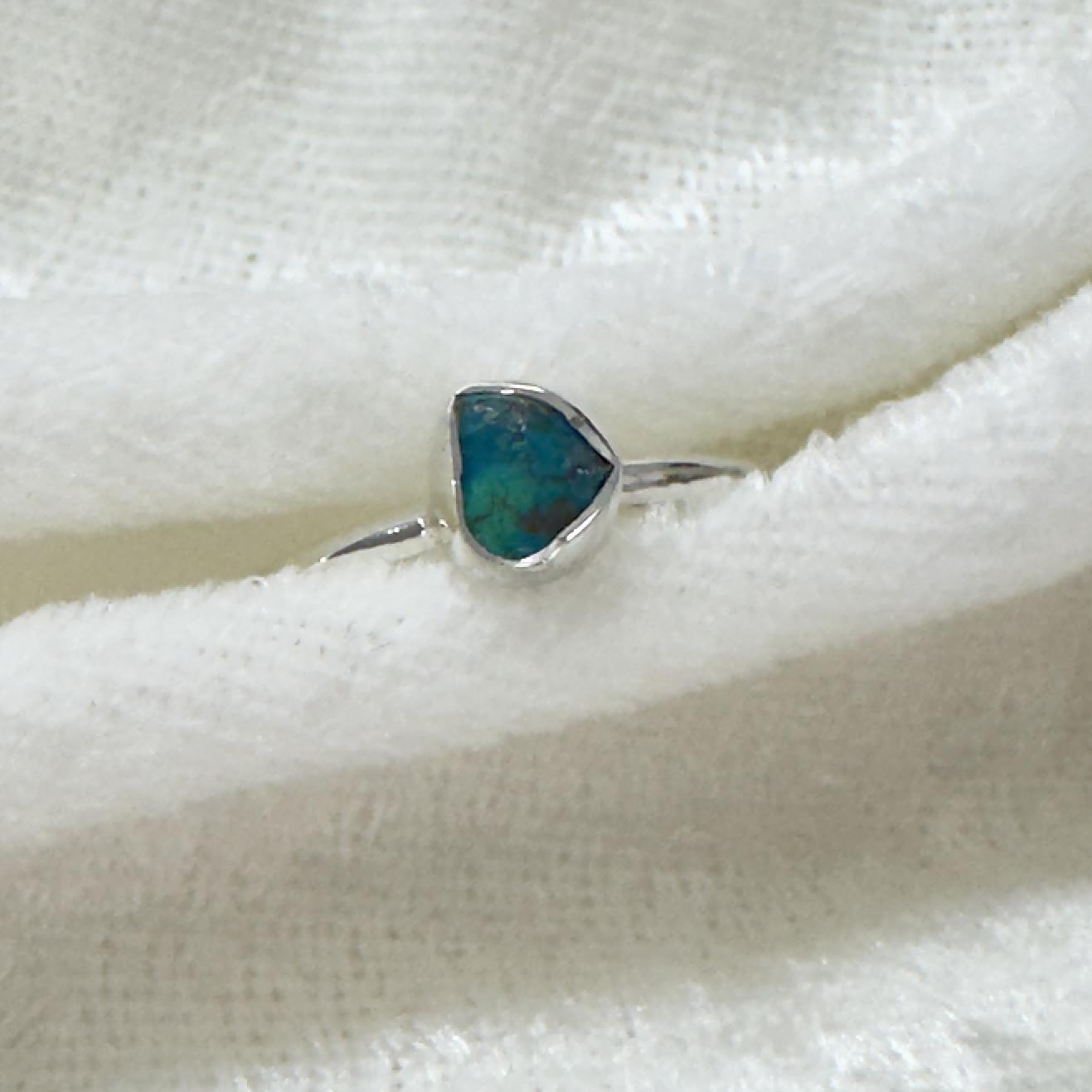 Chrysocolla Rough Crystal Stackable Ring