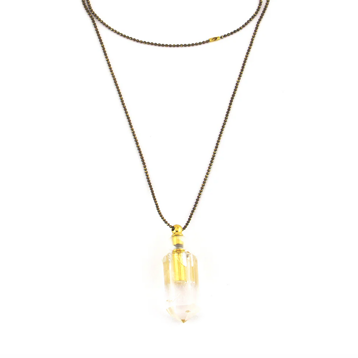 Clear Quartz Essential Oil Vessel Necklace