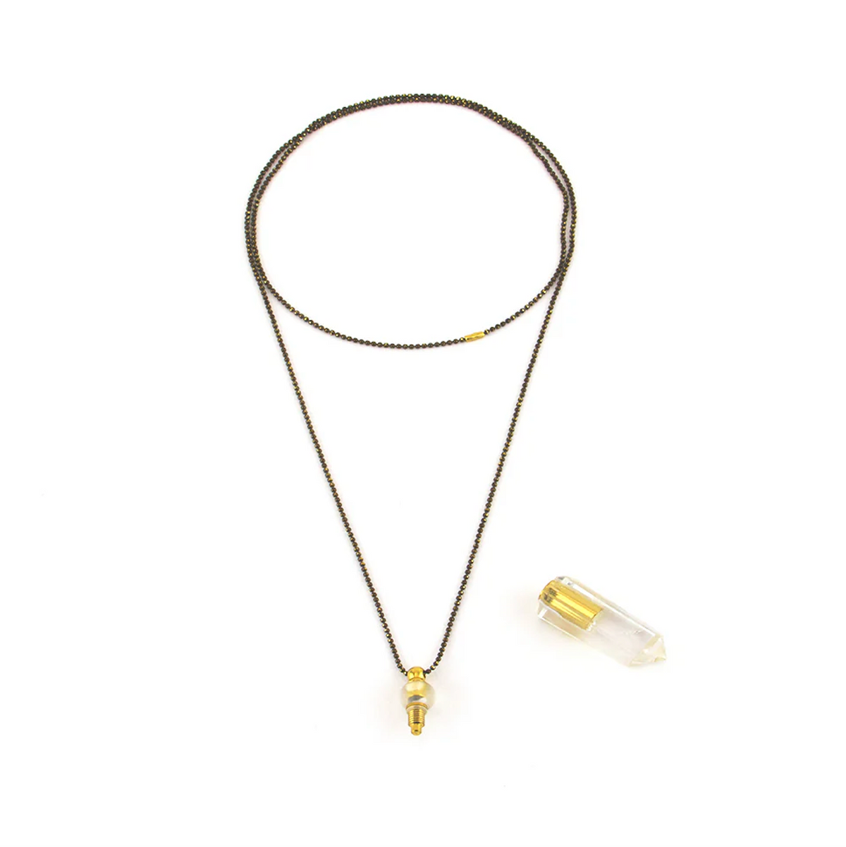 Clear Quartz Essential Oil Vessel Necklace