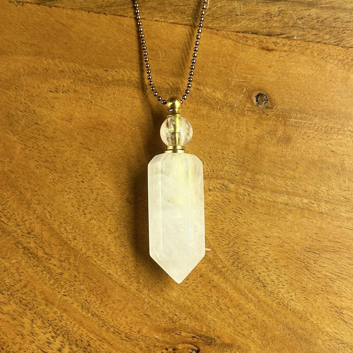 Clear Quartz Essential Oil Vessel Necklace