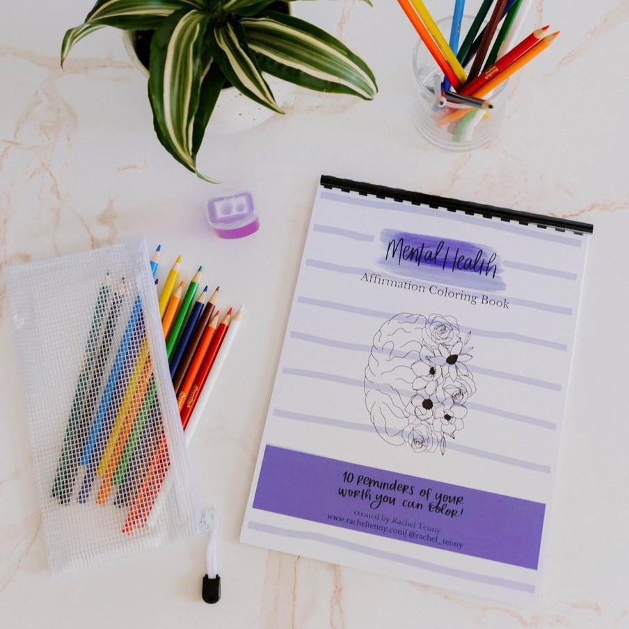 Coloring Book with Colored Pencil Pouch mental health