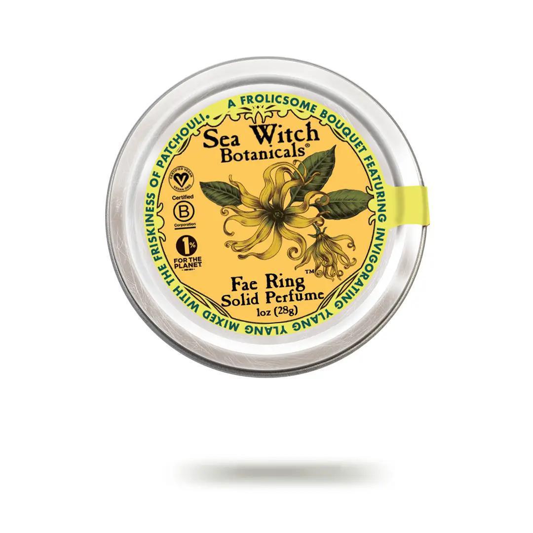 Fae Ring solid perfume is an uplifting, floral aromatic experience solid Perfume candelilla wax, coconut oil, grapeseed oil, cocoa butter, shea butter, essential oil blend 1 oz