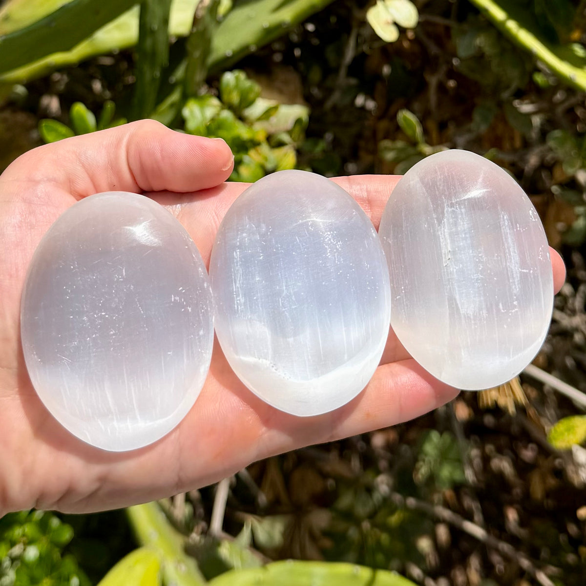 Selenite Palm Stone