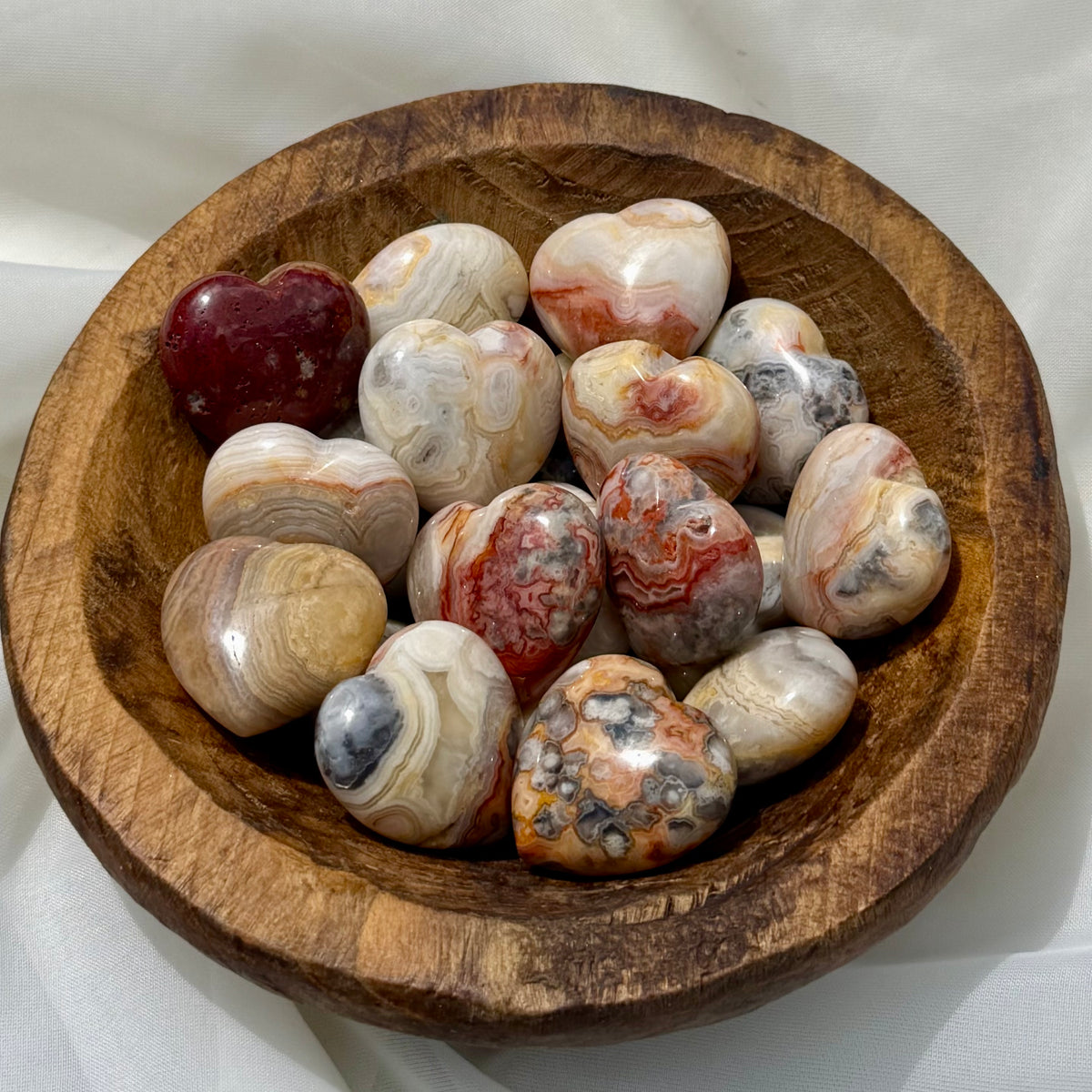 Mexican Crazy Lace Agate Puffy Heart