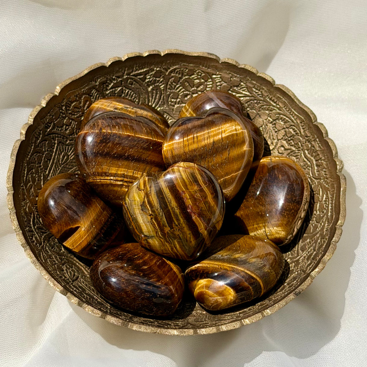 Tiger Eye Puffy Heart