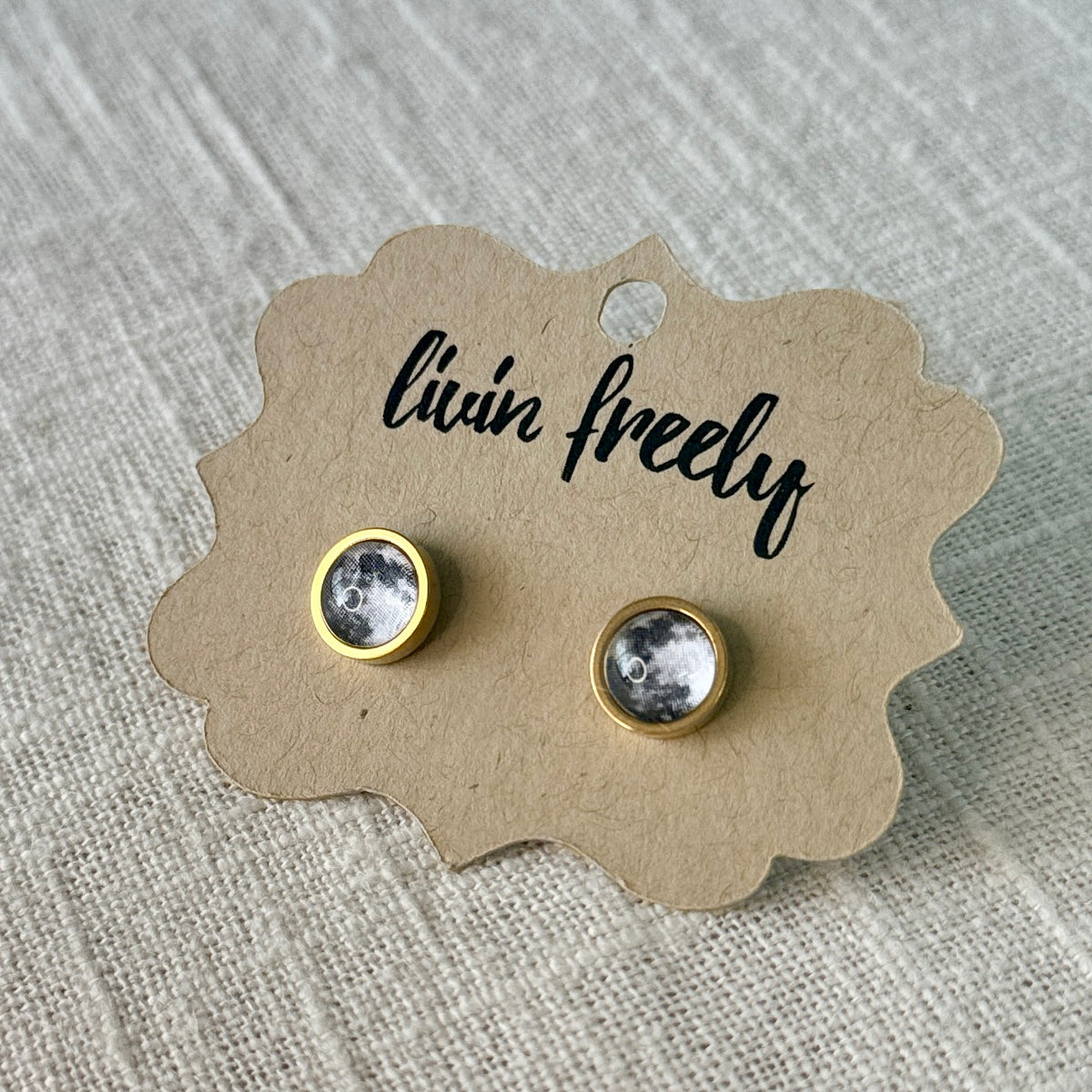 Full Moon Stud Earring gold