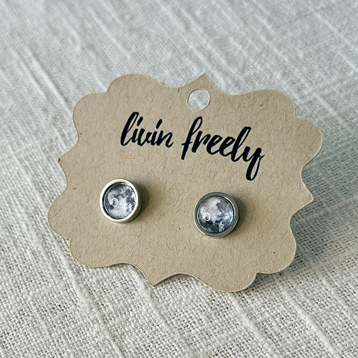 Full Moon Stud Earring silver