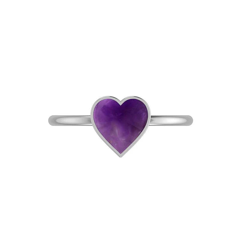 Amethyst Heart Stackable Ring