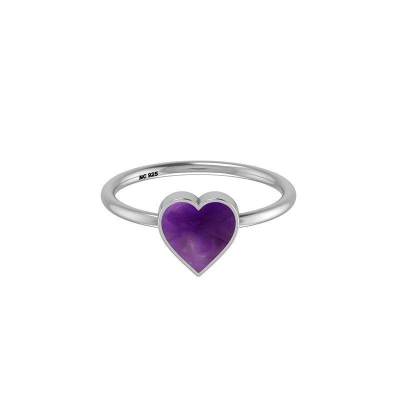 Amethyst Heart Stackable Ring