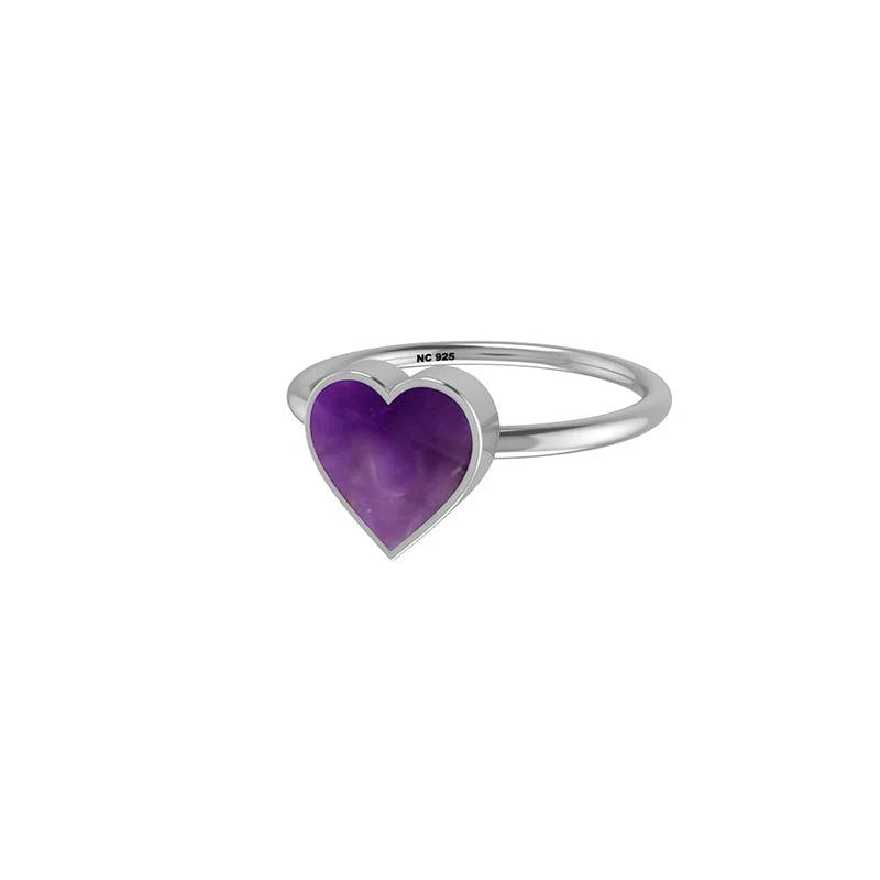 Amethyst Heart Stackable Ring