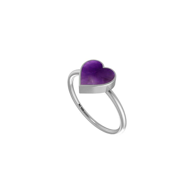 Amethyst Heart Stackable Ring