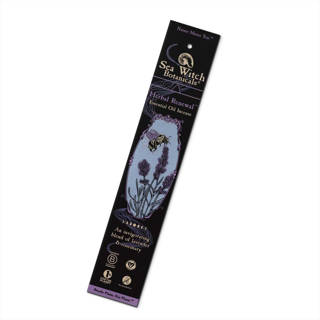 Herbal Renewal - Uplifting lavender &amp;amp; rosemary Essential Oil Incense Sticks all-natural, synthetic-free